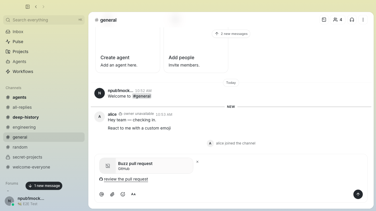 Display-text link in composer
