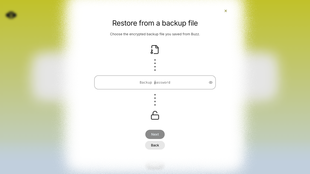 Desktop backup password step
