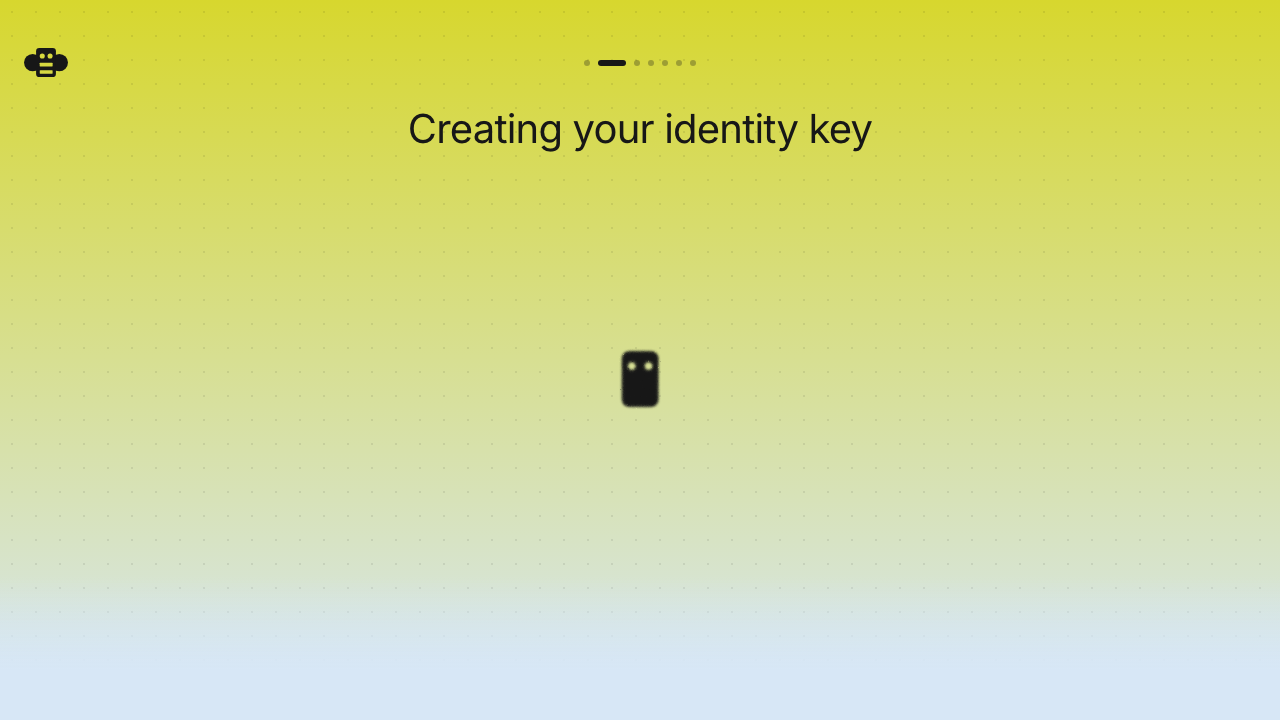Before: key creation screen without navigation actions