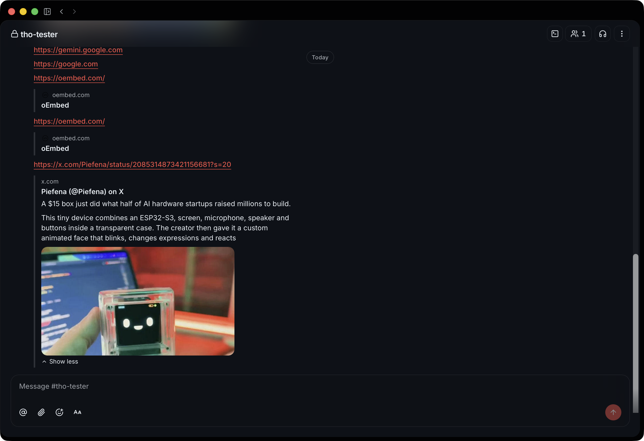 After: sent link preview with the thumbnail rendered