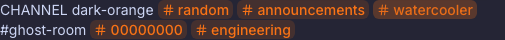 Channel references, including unresolved — dark orange accent
