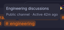 Archived channel tooltip — dark orange accent