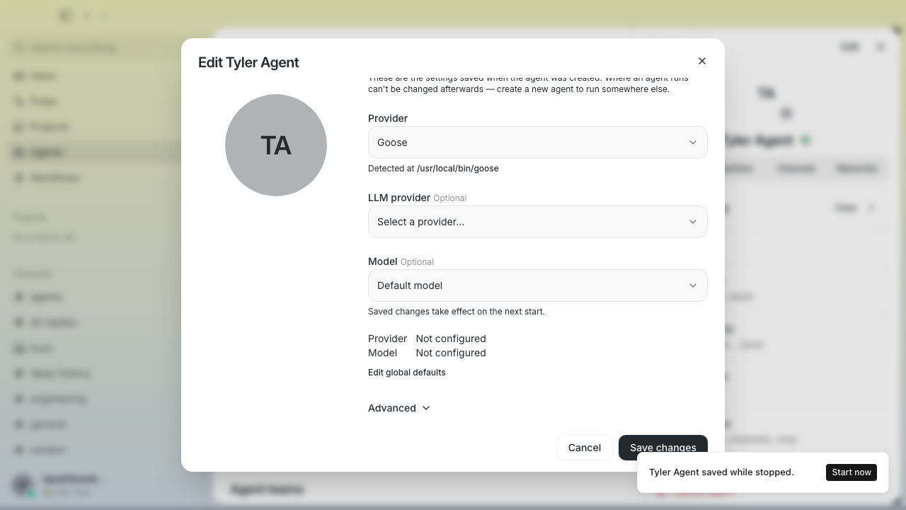 Reopened Tyler Agent profile after saving